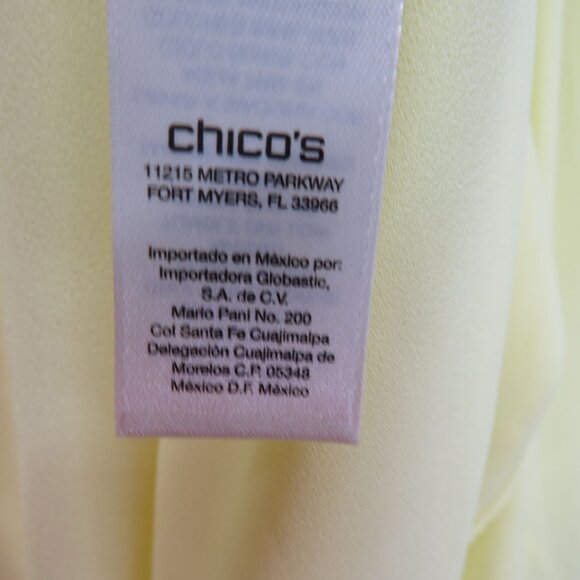 Chicos Shirt Womens Size Extra Large Asymmetrical Yellow Blouse Roll Tab Sleeve - Picture 6 of 11